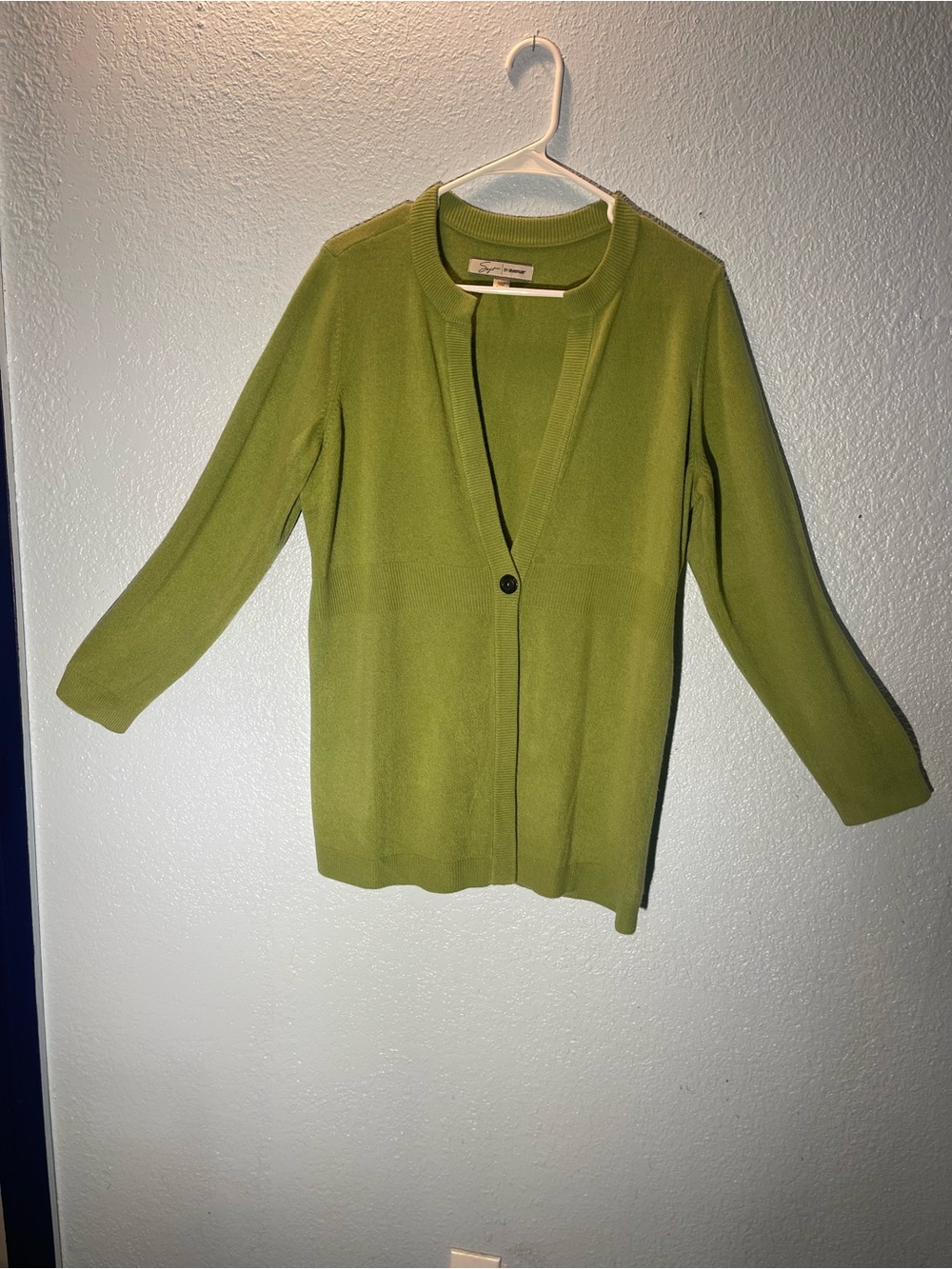Women’s Olive Green Single-Button Cardigan Sweater